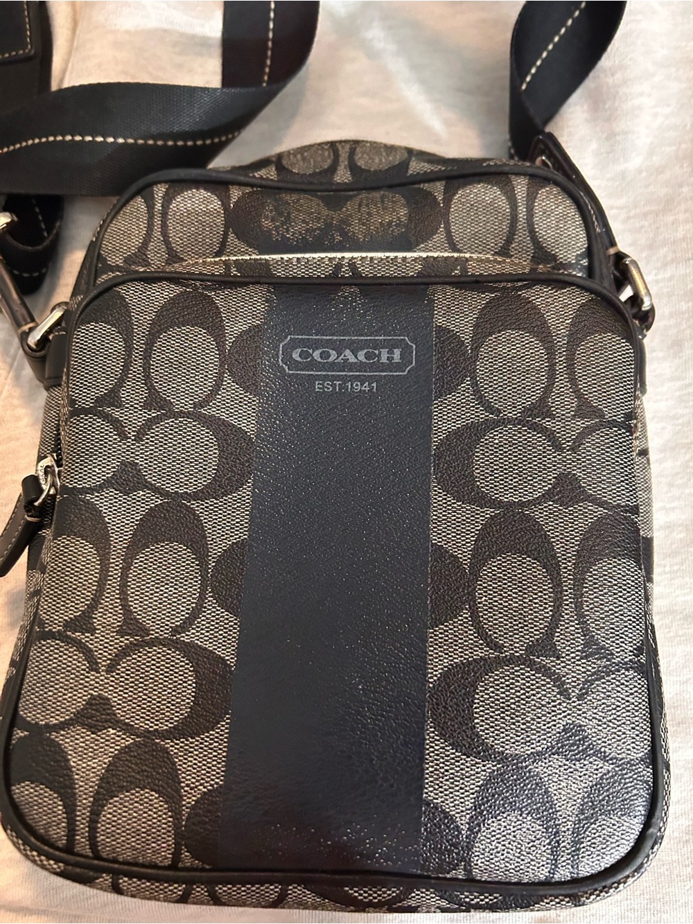 Coach Heritage Stripe Flight F70589 Camera Crossbody